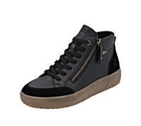 Plateausneaker REMONTE, Damen, Gr. 39, schwarz, Leder, Veloursleder, Lederimitat, unifarben, Basic, Schuhe, Schnürboots, Stiefelette mit wasserabweisender TEX-Membran (99923049-39) schwarz