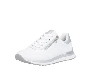Plateausneaker REMONTE, Damen, Gr. 39, weiß (weiß, silberfarben), Leder, Lederimitat, unifarben mit Farbeinsatz, Schuhe Plateausneaker, Schnürschuh, Halbschuh, Freizeitsneaker mit gepolstertem Schaftr
