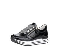 Plateausneaker REMONTE, Damen, Gr. 41, schwarz, Lackleder, glänzend, Schuhe Plateausneaker, Freizeitschuh, Halbschuh, Schnürschuh mit gepolstertem Schaftrand (12482268-41) schwarz