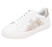 Plateausneaker REMONTE, Damen, Gr. 42, gold (weiß, goldfarben), Leder, kontrastfarbene Details, Schuhe Plateausneaker, Schnürschuh, Freizeitschuh, Halbschuh mit Kontrastbesatz (70080619-42) weiß, gold