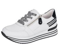 Plateausneaker REMONTE, Damen, Gr. 42, schwarz-weiß (weiß, schwarz), Leder, Schuhe Plateausneaker, mit Wechselfußbett, Freizeitschuh, Halbschuh, Schnürschuh (20680847-42) weiß, schwarz