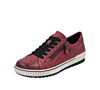 Plateausneaker REMONTE, Damen, Gr. 45, rot (dunkelrot), Leder, used, Schuhe Plateausneaker, Freizeitschuh, Halbschuh, Schnürschuh mit Außenreißverschluss (49226933-45) dunkelrot