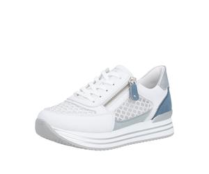Plateausneaker REMONTE, Damen, Gr. 45, weiß, hellblau, Lederimitat, Textil, kontrastfarbene Details, Schuhe Plateausneaker, Freiezitschuh, Halbschuh, Schnürschuh, vegan, Kontrastbesatz (17882227-45) w