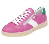 Plateausneaker REMONTE "Elisabeth Hurley-Collection", Damen, Gr. 37, rosa (fuchsia, weiß, grün), Leder, kontrastfarbene Details, Schuhe Retrosneaker, Freizeitschuh, Halbschuh, Schnürschuh, zusätzliche