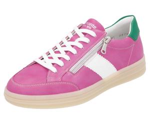 Plateausneaker REMONTE "Elisabeth Hurley-Collection", Damen, Gr. 37, rosa (fuchsia, weiß, grün), Leder, kontrastfarbene Details, Schuhe Retrosneaker, Freizeitschuh, Halbschuh, Schnürschuh, zusätzliche