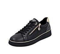 Plateausneaker REMONTE "Elisabeth Hurley-Collection", Damen, Gr. 39, gold (schwarz, goldfarben), Leder, Lederimitat, kontrastfarbene Details, Schuhe Plateausneaker, Schnürschuh, Halbschuh, Freizeitsch