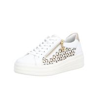 Plateausneaker REMONTE, Herren, Gr. 40, weiß, goldfarben, Leder, Lederimitat, Schuhe Plateausneaker, Halbschuh, Schnürschuh mit Perforation und seitlichem Reißverschluss (44411528-40) weiß, goldfarben
