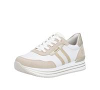 Plateausneaker REMONTE, Damen, Gr. 42, weiß, hellbeige, Lederimitat, unifarben mit Farbeinsatz, Schuhe Plateausneaker, Halbschuh, Schnürschuh mit Metallicdetails und Softfußbett (77673117-42) weiß, he
