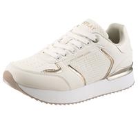 Plateausneaker REPLAY, Damen, Gr. 37, weiß (weiß, goldfarben), Lederimitat, kontrastfarbene Details, Schuhe Plateausneaker, Trend-Sneaker, Schnürschuh, Freizeitschuh mit Metallic-Details (17022203-37)
