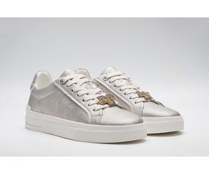 Plateausneaker REPLAY, Damen, Gr. 38, platinfarben, Lederimitat, Strukturmuster, unifarben, Schuhe Plateausneaker, Schnürschuh, Halbschuh, Freizeitsneaker in Metallic-Optik (41742841-38) platinfarben