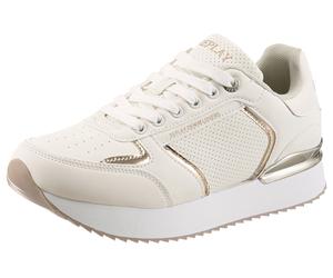 Plateausneaker REPLAY, Damen, Gr. 41, weiß, goldfarben, Lederimitat, kontrastfarbene Details, Schuhe Plateausneaker, Trend-Sneaker, Schnürschuh, Freizeitschuh mit Metallic-Details (17022203-41) weiß,
