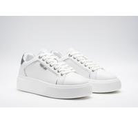 Plateausneaker REPLAY, Damen, Gr. 41, weiß, silberfarben, Leder, Synthetik, metallic, unifarben mit Farbeinsatz, Schuhe Plateausneaker, Freizeitschuh, Schnürschuh, Halbschuh mit Label (52432000-41) we