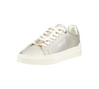 Plateausneaker REPLAY, Damen, Gr. 38, platinfarben, Lederimitat, Strukturmuster, unifarben, Schuhe Plateausneaker, Schnürschuh, Halbschuh, Freizeitsneaker in Metallic-Optik (41742841-38) platinfarben