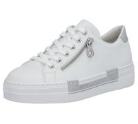 Plateausneaker RIEKER, Damen, Gr. 35, weiß, Lederimitat, Schuhe Plateausneaker, mit Zierreißverschluss seitlich, Freizeitschuh, Halbschuh, Schnürschuh (36857931-35) weiß