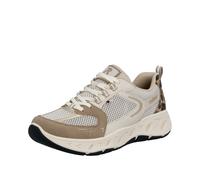 Plateausneaker RIEKER, Damen, Gr. 36, beige (creme, taupe, leo), Lederimitat, Textil, Schuhe Plateausneaker, Schnürschuh, Freizeitsneaker, Halbschuh mit MemoSoft-Innensohle (33017563-36) creme, taupe,