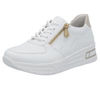 Plateausneaker RIEKER, Damen, Gr. 36, beige (weiß, hellbeige), Lederimitat, Schuhe Plateausneaker, Halbschuh, Schnürschuh, Freizeitsneaker mit Reißverschluss (85539704-36)