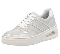 Plateausneaker RIEKER, Damen, Gr. 36, bunt (silberfarben, weiß), Lederimitat, metallic, Schuhe Plateausneaker, Schnürschuh, Halbschuh, Freizeitsneaker mit Rieker Air Ausstattung (34108363-36) silberfa