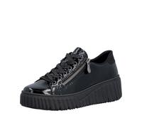 Plateausneaker RIEKER, Damen, Gr. 36, schwarz, Lackleder, glänzend, Schuhe Plateausneaker, Freizeitschuh, Halbschuh, Schnürschuh mit Plateausohle (44977909-36) schwarz