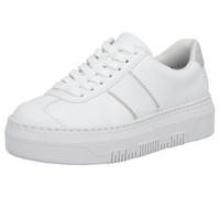 Plateausneaker RIEKER, Damen, Gr. 36, silber (weiß, silberfarben), Lederimitat, Schuhe Plateausneaker, Schnürschuh, Halbschuh, Freizeitschuh mit gepolstertem Schaftrand (45309964-36) weiß, silberfarbe