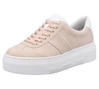 Plateausneaker RIEKER, Damen, Gr. 37, rosa (rosé, weiß), Lederimitat, Schuhe Plateausneaker, Schnürschuh, Halbschuh, Freizeitschuh mit gepolstertem Schaftrand (17402048-37) rosé, weiß