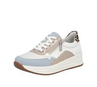 Plateausneaker RIEKER, Damen, Gr. 37, sanftes weiß, leo kombiniert, Lederimitat, Schuhe Plateausneaker, Schnürschuh, Halbschuh, Freizeitschuh mit Soft-Einlage (86188735-37) sanftes weiß, leo kombinier
