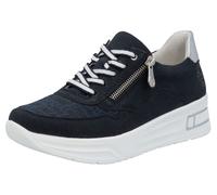 Plateausneaker RIEKER, Damen, Gr. 37, silber (nachtblau, silberfarben), Lederimitat, Schuhe Plateausneaker, Schnürschuh, Halbschuh, Freizeitschuh mit Soft-Einlage (10804958-37)