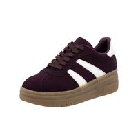 Plateausneaker RIEKER, Damen, Gr. 38, lila (brombeere, sanftes weiß), Nubuklederimitat, unifarben mit Farbeinsatz, Schuhe Plateausneaker, Basket-Sneaker, Retro-Sneaker, Schnürschuh mit weichem Schaftr
