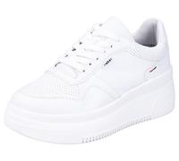 Plateausneaker RIEKER, Damen, Gr. 38, weiß, Lederimitat, Schuhe Plateausneaker, mit loser Einlage, Freizeitschuh, Halbschuh, Schnürschuh (75370740-38)