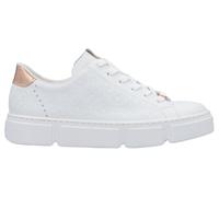 Plateausneaker RIEKER, Damen, Gr. 38, weiß, Lederimitat, Schuhe Skaterschuh Sneaker low, mit metallicfarbenen Akzenten, Freizeitschuh, Halbschuh, Schnürschuh (45425751-38) weiß
