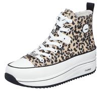 Plateausneaker RIEKER, Damen, Gr. 39, beige (leo, natur), Lederimitat, Textil, Schuhe Plateausneaker, High Top-Sneaker, Schnürboots in bequemer Form (42240638-39) leo, natur