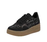 Plateausneaker RIEKER, Damen, Gr. 39, schwarz (schwarz, bronzefarben), Lederimitat, Textil, Schuhe Plateausneaker, Basket-Sneaker, Schnürschuh, Halbschuh mit weichem Schaftrand (32391130-39) schwarz,