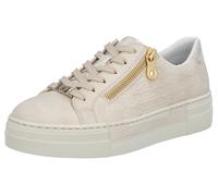 Plateausneaker RIEKER, Damen, Gr. 40, beige (creme), Lederimitat, Schuhe Plateausneaker, mit goldfarbenem Reißverschluss, Freizeitschuh, Halbschuh, Schnürschuh (76514744-40) creme