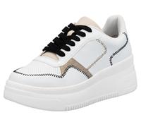 Plateausneaker RIEKER, Damen, Gr. 40, beige (weiß, hellbeige), Lederimitat, Schuhe Plateausneaker, Keilsneaker, Schnürschuh, Halbschuh mit modischen Kontrastdetails (86033237-40)