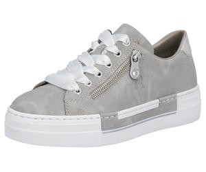 Plateausneaker RIEKER, Damen, Gr. 40, grau (hellgrau), Nubuklederimitat, Schuhe Damenschuh Skaterschuh Plateausneaker Sneaker, mit Zier-Reißverschluss, Freizeitschuh, Halbschuh, Schnürschuh (27479714-