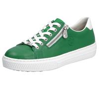 Plateausneaker RIEKER, Damen, Gr. 40, grün (grün, weiß), Leder, Schuhe Plateausneaker, mit seitlichem Reißverschluss, Freizeitschuh, Halbschuh, Schnürschuh (56583010-40)