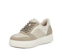 Plateausneaker RIEKER, Damen, Gr. 41, beige (beige, creme), Nubuklederimitat, Schuhe Plateausneaker, Retro-Sneaker, Schnürschuh, Halbschuh mit Teddyfutter (11028921-41) beige, creme