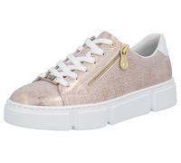 Plateausneaker RIEKER, Damen, Gr. 41, rosa (roségoldfarben, weiß), Lederimitat, metallic, sportlich, Schuhe, Freizeitschuh, Halbschuh, Schnürschuh mit Reißverschluss (77462266-41) roségoldfarben, weiß
