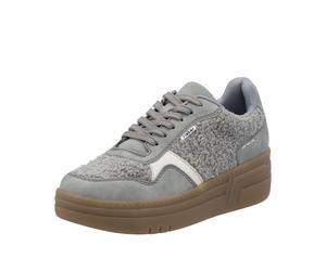 Plateausneaker RIEKER, Damen, Gr. 41, weiß (grau, sanftes weiß), Lederimitat, Textil, Fellimitat, Schuhe Plateausneaker, Basket-Sneaker, Schnürschuh, Halbschuh mit weichem Schaftrand (21441512-41) gra