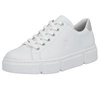 Plateausneaker RIEKER, Damen, Gr. 41, weiß, Lederimitat, Schuhe Plateausneaker, in monochromer Optik, Freizeitschuh, Halbschuh, Schnürschuh (73187823-41)
