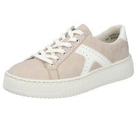 Plateausneaker RIEKER, Damen, Gr. 42, beige (taupe, sanftes weiß), Nubuklederimitat, unifarben mit Farbeinsatz, Schuhe Plateausneaker, Schnürschuh, Halbschuh, Freizeitsneaker mit modischer Plateausohl