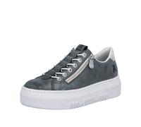 Plateausneaker RIEKER, Damen, Gr. 42, grau (blau, goldfarben), Lederimitat, used, Schuhe Plateausneaker, Sneaker, Slip-On Sneaker, Slipper mit Schaftrandpolster (79520022-42) blau, goldfarben