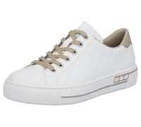Plateausneaker RIEKER, Damen, Gr. 42, weiß, Lederimitat, Schuhe Plateausneaker, harmonischen Kontrastdetails, Freizeitschuh, Halbschuh, Schnürschuh, Topseller (21070521-42)