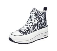 Plateausneaker RIEKER, Damen, Gr. 42, weiß, schwarz, Lederimitat, Textil, Schuhe Plateausneaker, High Top-Sneaker, Schnürboots in veganer Verarbeitung (73769710-42) weiß, schwarz