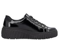 Plateausneaker RIEKER, Damen, Gr. 43, schwarz, Lackleder, glänzend, Schuhe Plateausneaker, Freizeitschuh, Halbschuh, Schnürschuh mit Plateausohle (44977909-43) schwarz