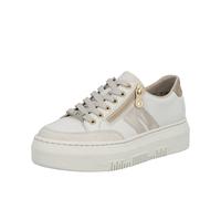 Plateausneaker RIEKER, Damen, Gr. 43, weiß, creme, Leder, Lederimitat, Schuhe Plateausneaker, Schnürschuh, Halbschuh, Freizeitschuh mit seitlichem Reißverschluss (64038601-43) weiß, creme