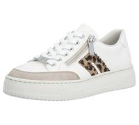 Plateausneaker RIEKER, Herren, Gr. 40, weiß, leo, Glattleder, Schuhe Plateausneaker, Halbschuh, Schnürschuh, Casual-Sneaker mit leo-Besatz (86669032-40) weiß, leo