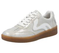 Plateausneaker RIEKER SPORT, Damen, Gr. 36, bunt (silberfarben, weiß), Lederimitat, Schuhe Plateausneaker, Freizeitschuh, Halbschuh, Schnürschuh in veganer Verarbeitung (81964846-36) silberfarben, wei
