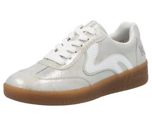 Plateausneaker RIEKER SPORT, Damen, Gr. 36, bunt (silberfarben, weiß), Lederimitat, Schuhe Plateausneaker, Freizeitschuh, Halbschuh, Schnürschuh in veganer Verarbeitung (81964846-36) silberfarben, wei