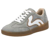 Plateausneaker RIEKER SPORT, Damen, Gr. 37, grau (grau, creme), Lederimitat, Schuhe Plateausneaker, Freizeitschuh, Halbschuh, Schnürschuh in veganer Verarbeitung (72742138-37) grau, creme