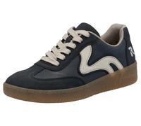 Plateausneaker RIEKER SPORT, Damen, Gr. 38, grau (nachtblau, grau), Lederimitat, Schuhe Plateausneaker, Freizeitschuh, Halbschuh, Schnürschuh in veganer Verarbeitung (70300346-38) nachtblau, grau